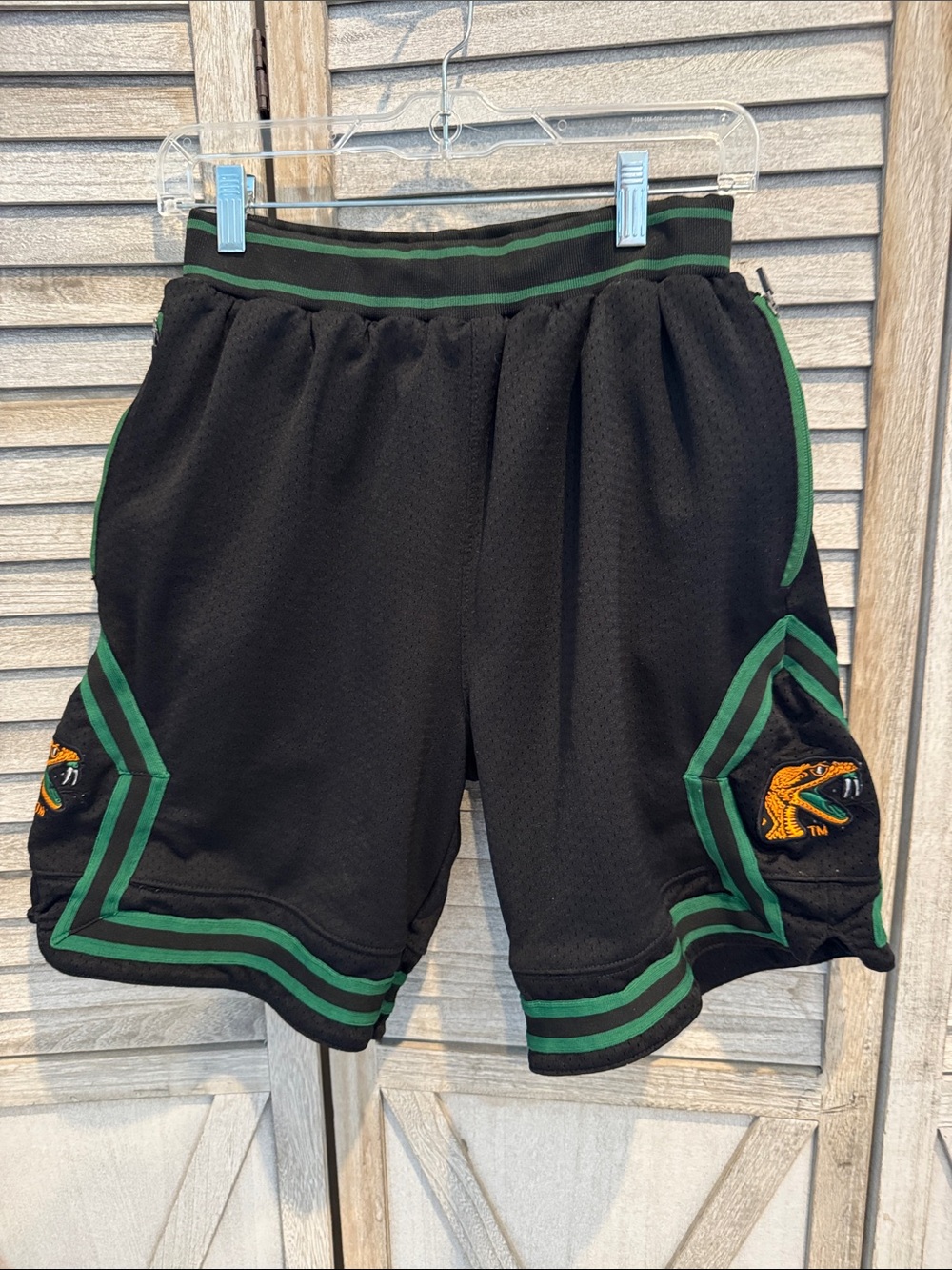 The Black FAMU Rattlers Men's Athletic Shorts with Embroidered Patch size medium